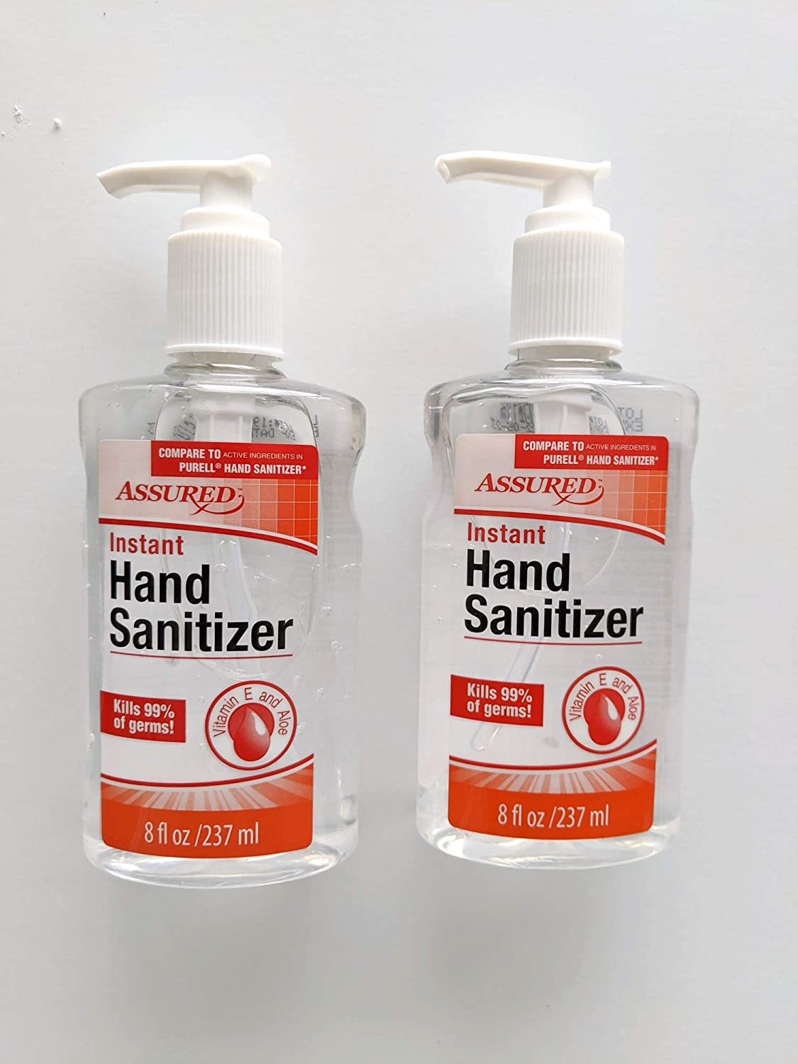 Assured Hand Sanitizer & with Aloe vitamin E 8 OZ Bottles 2 Pack 16 oz total 70 Hand Sanitizers