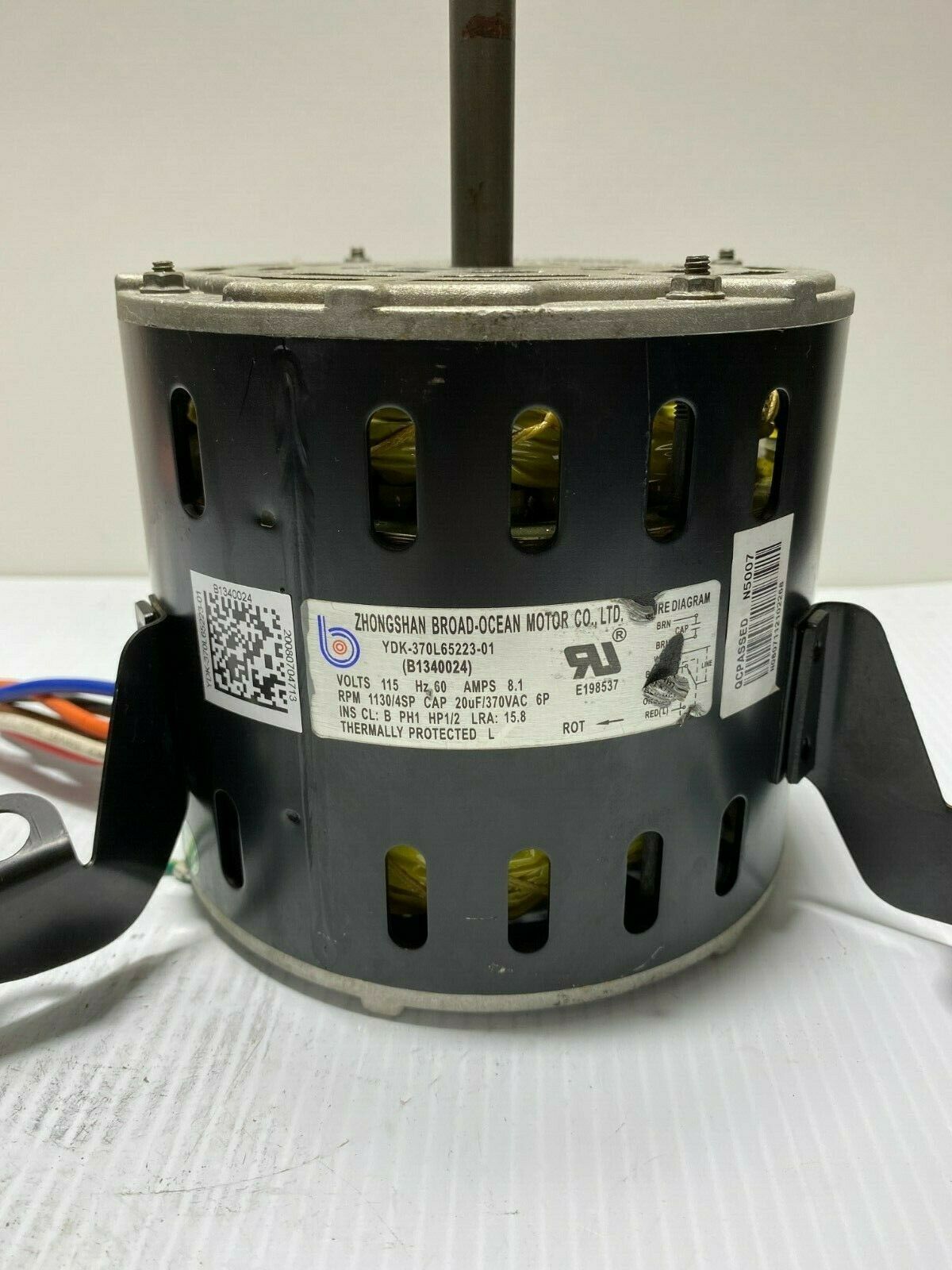 Zhongshan BroadOcean B1340024 Blower Motor YDK370L6522301 1/2HP 4SPD