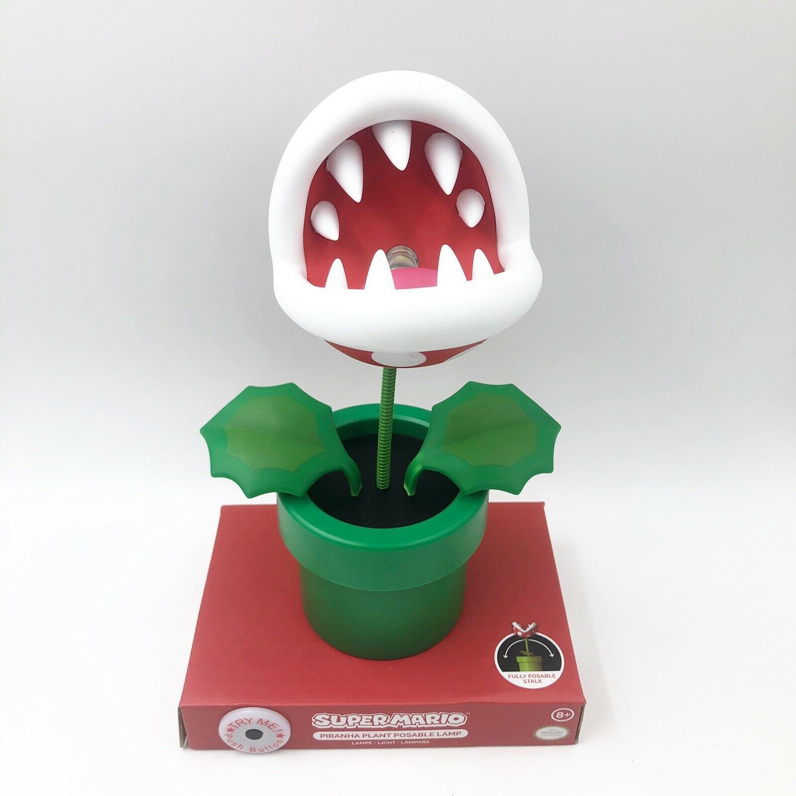 Super Mario Paladone Nintendo Piranha Plant Posable LED kid's desk lamp light