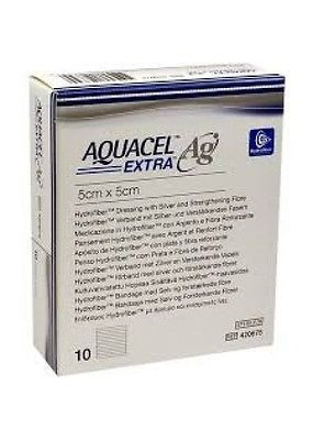 Aquacel AG Extra Silver Hydrofiber Wound Dressing 5cm x 5cm, 2x2 x10 420671
