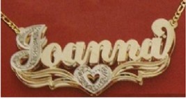 Personalized Gold Overlay Double 3d Name Plate Necklace Free Chain /b4 - $39.99