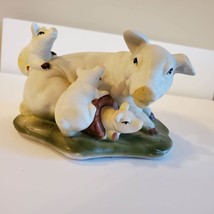 Ceramic Pig Figurine, Mama Pig with Piglets, Farm Animal Figurine, Vintage Piggy image 5