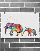 Elephant Family Colorful Art Canvas Prints - $49.99