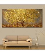 Hand Painted Knife Gold Tree Oil Painting On Canvas Large Palette 3D Pai... - $36.72+