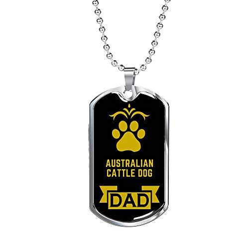 Dog Lover Gift Australian Cattle Dog Dad Dog Necklace Stainless Steel or 18k Gol