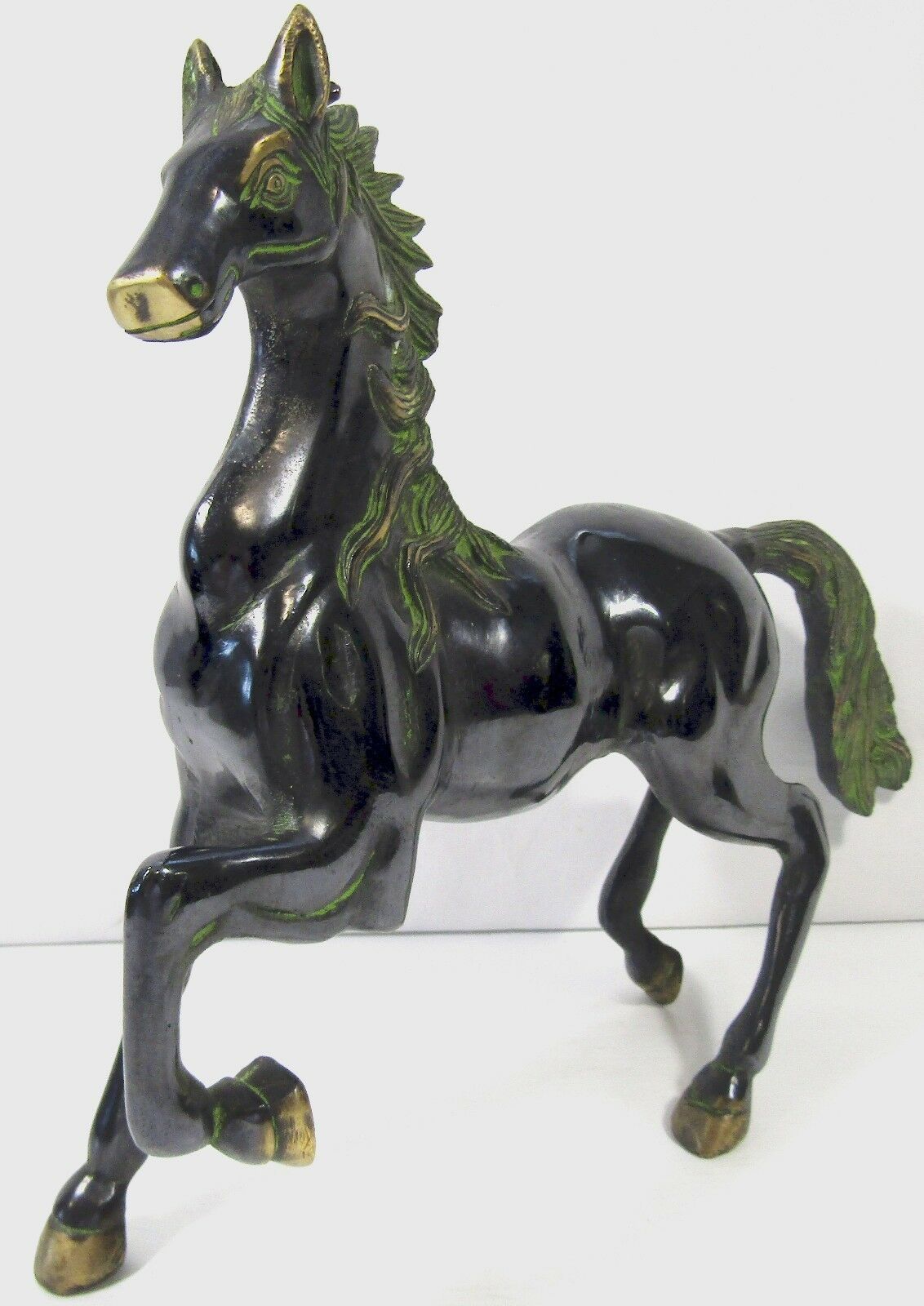 Black Stallion Horse Sculpture Statue Brass 2.5 kgs Large 27 cm / 10.6 " Tall Metalware