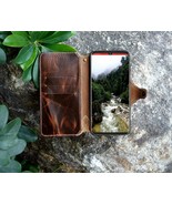 Motorola Moto Z4 Wallet Case Handmade Natural Genuine Leather Cover Dark... - $69.09