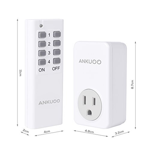 Ankuoo REC 1800W 15 Amp Wireless Remote Control Electrical Outlet