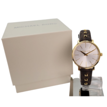 Michael Kors Pyper Ladies Gold-Tone Studded MK Logo Strap 32mm Watch MK2871 - $97.00
