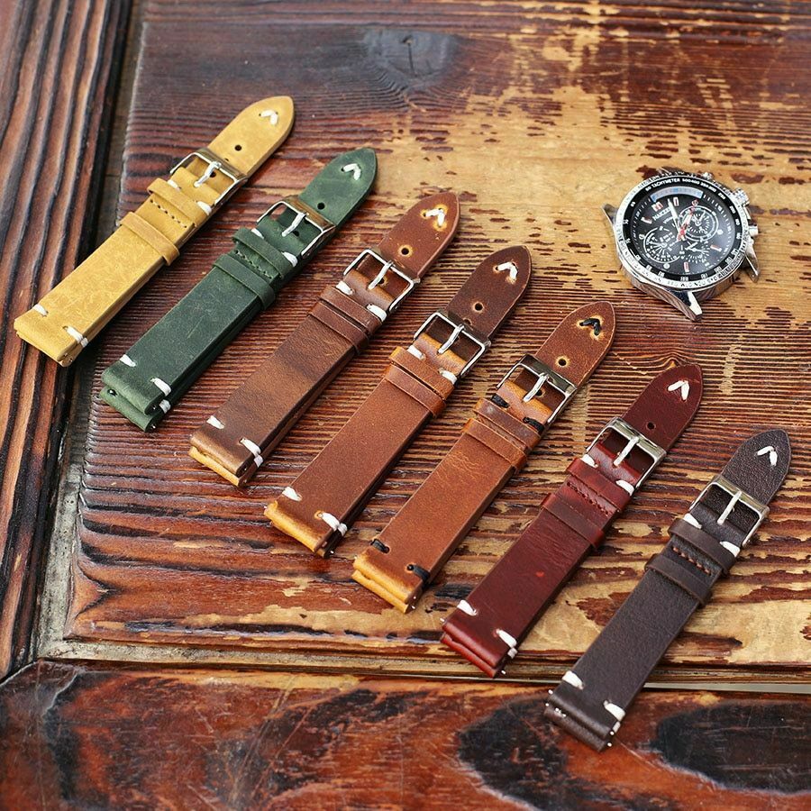 Vintage Watch Band Strap Genuine Leather Universal Watchbands Replacement Strap