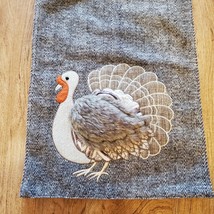 Table Runner, Gardeners Eden, tweed fabric with applique Turkey, Thanksgiving image 1