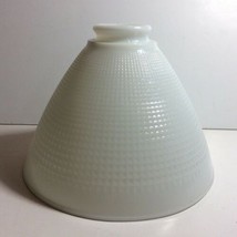Vtg 8” White Milk Glass Torchiere Lamp Shade Waffle Pattern 2” Fitter Corning - $28.01