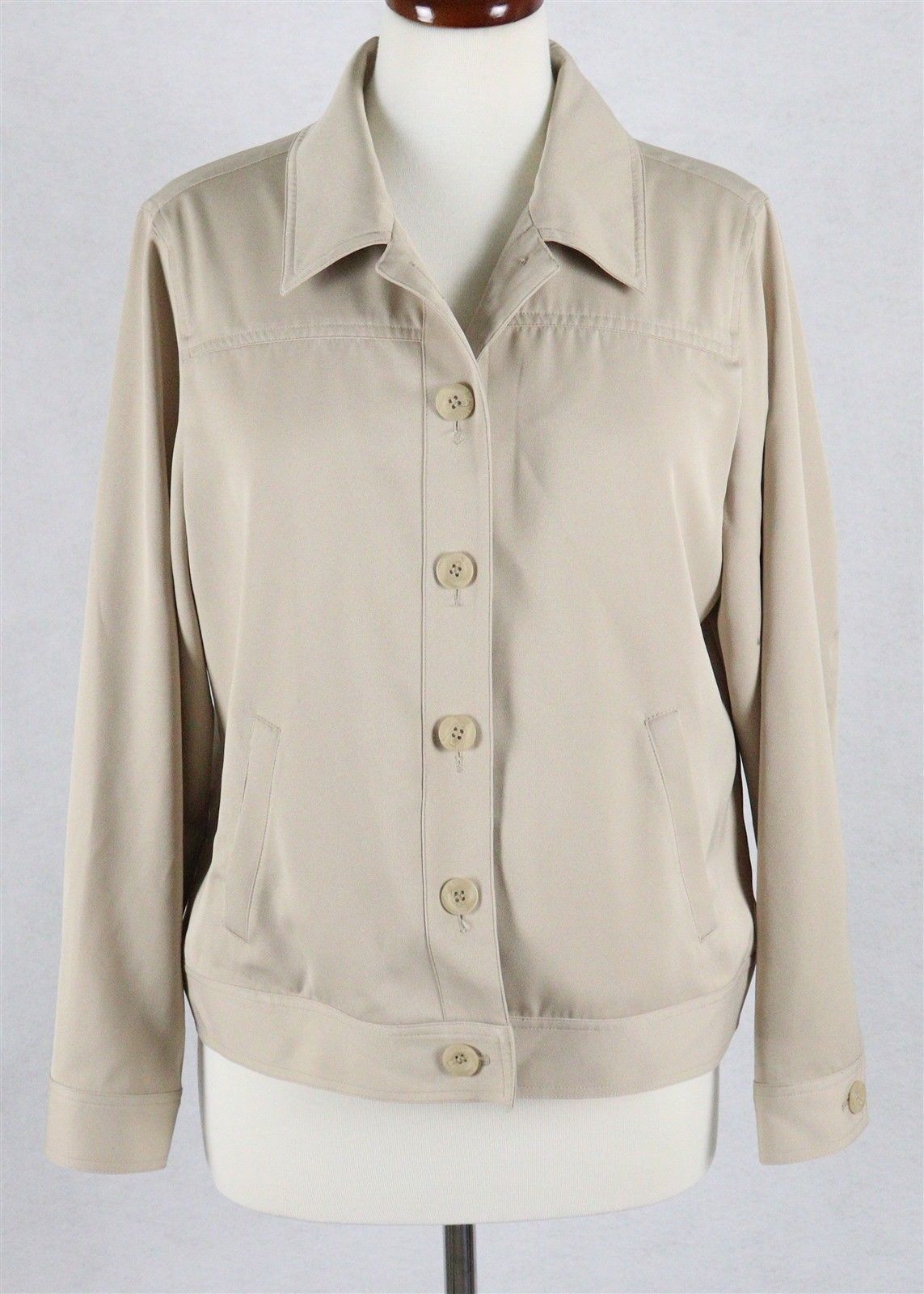 Appleseed's Womens Long Sleeve Beige Jacket Shirt Size 10P 10 Petite ...
