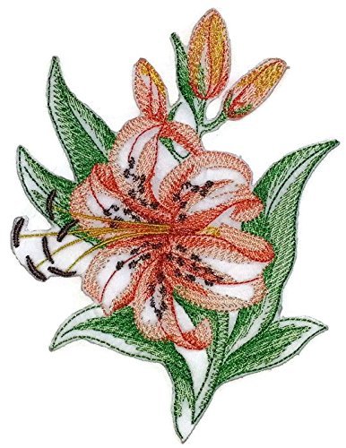 Custom Blooming Flowers Sketch[Sketched Tiger Lily Single ] Embroidered Iron on/
