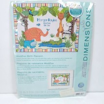 Dimensions Modzoo Zoo Animals Birth Record Counted Cross Stitch12&quot;x9&quot; 73... - $21.77