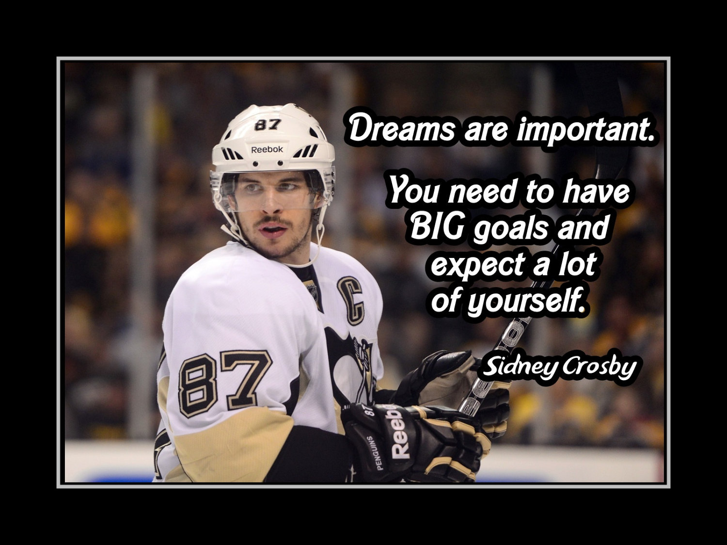 Inspirational Sidney Crosby Hockey Motivation Quote Poster Wall Art