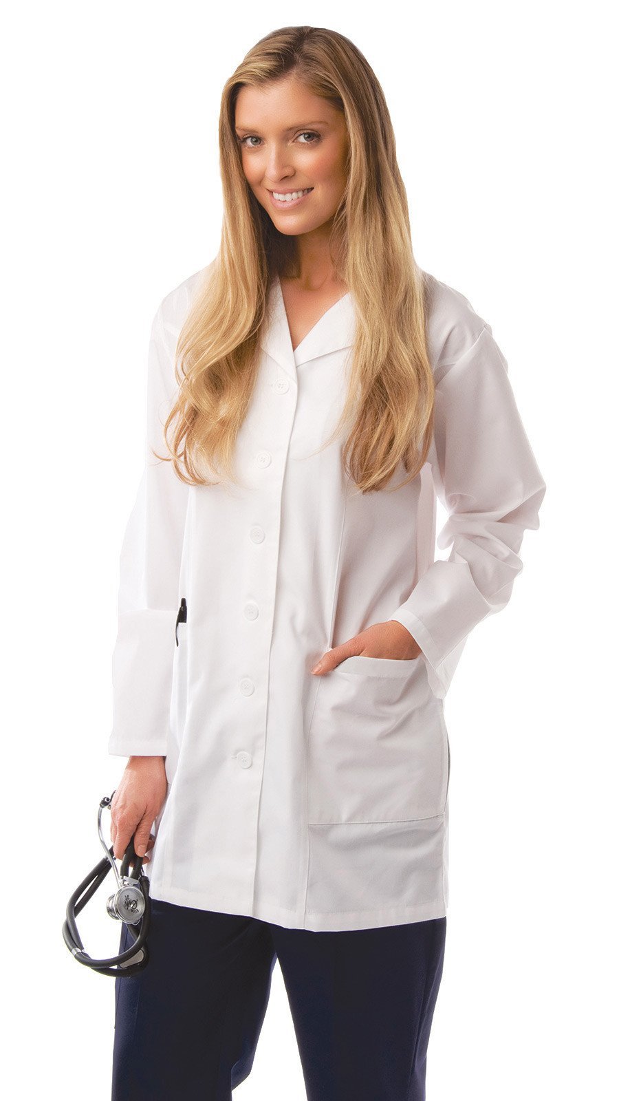 Women's Adjustable Long Lab Coat Medical Uniform