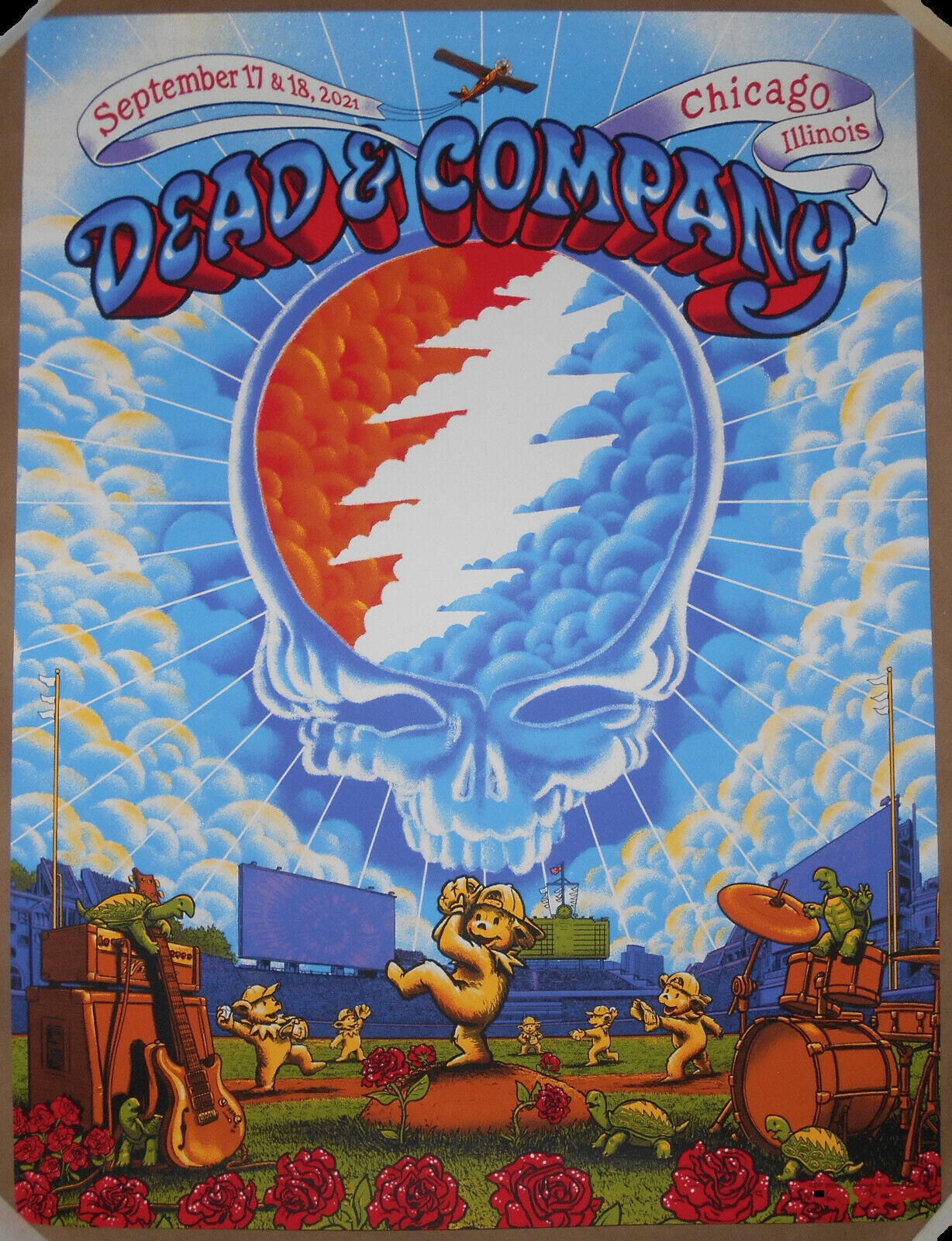 Grateful Dead & Company Chicago Wrigley Field 2021 Poster James Flames