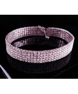 Vintage collar rhinestone Choker - coiled necklace - 5 row flexible neck... - $55.00