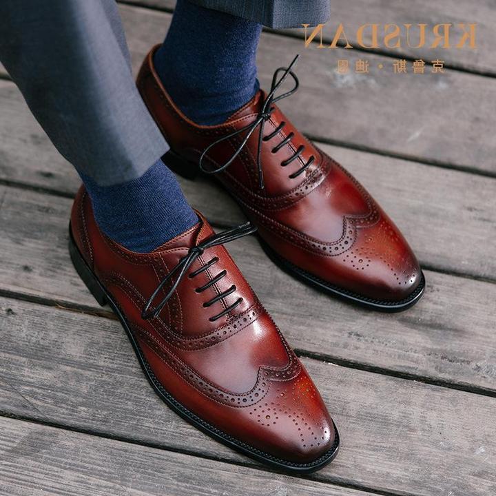 New Men's Handmade Wing Tip Brogue Dress Lace Up Brown Leather Shoes ...