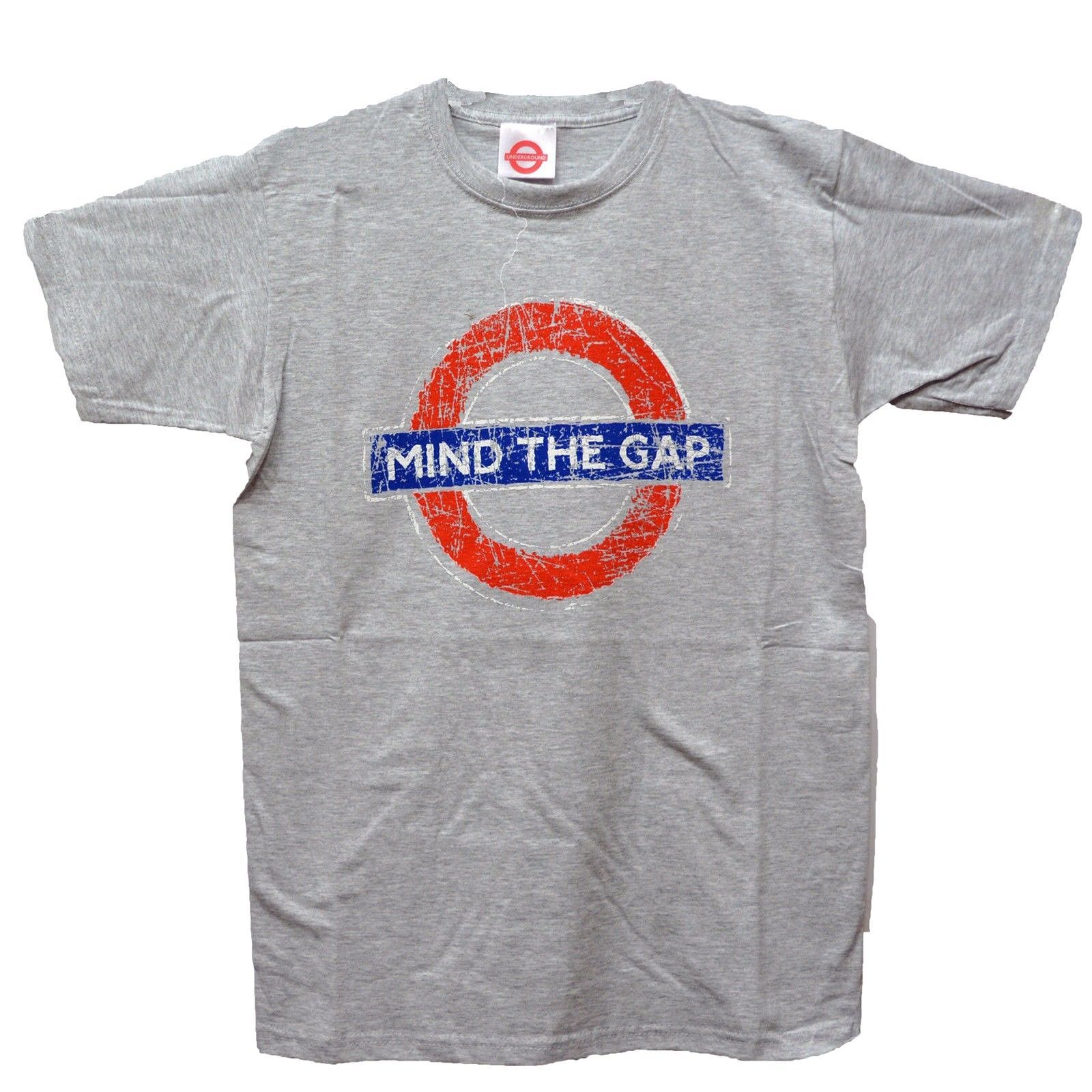 Image of London Tube Souvenir Official Underground Distressed Mind the Gap Grey T-shirt