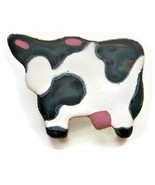 Jersey Milk Cow Brooch Pin Figure Farm Animal 1.5” Black White - $14.99