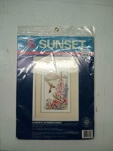 SUNSET COUNTED CROSS STITCH &quot;Garden Hummingbird&quot; 1992 #13559 DIMENSIONS - $37.71