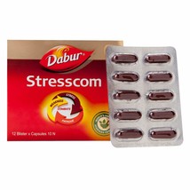 Dabur Stresscom Ashwagandha Capsules - 120 Caps (10 caps x 12 strips) - $23.50