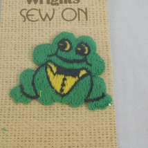 Wrights Sew On Applique Embroidered Green Yellow Frog Tux Patch 1.5&quot;x1.7... - $3.00