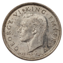 1943 Nueva Zelanda 6 Penique que No Ha Circulado Estado Km # 8 Moneda de Plata - $51.96