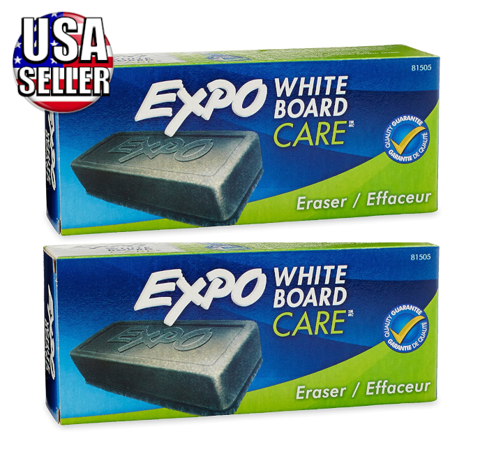 2x Expo Block Erasers 81505 Dry Erase Whiteboard Soft Pile New 5 1/8 w x 1 1/4 H