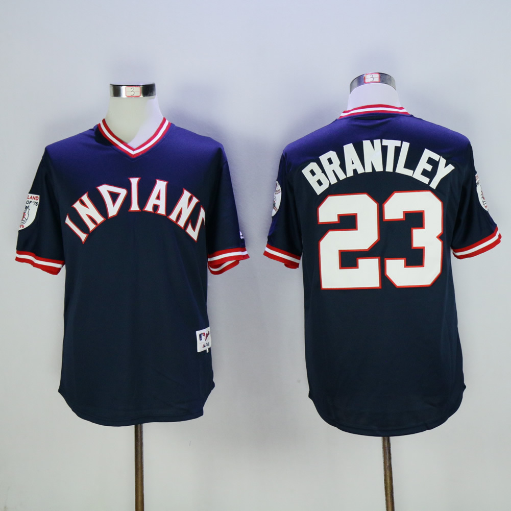 Cleveland indians 23 Michael Brantley Baseball Jersey Navy Blue Retro ...