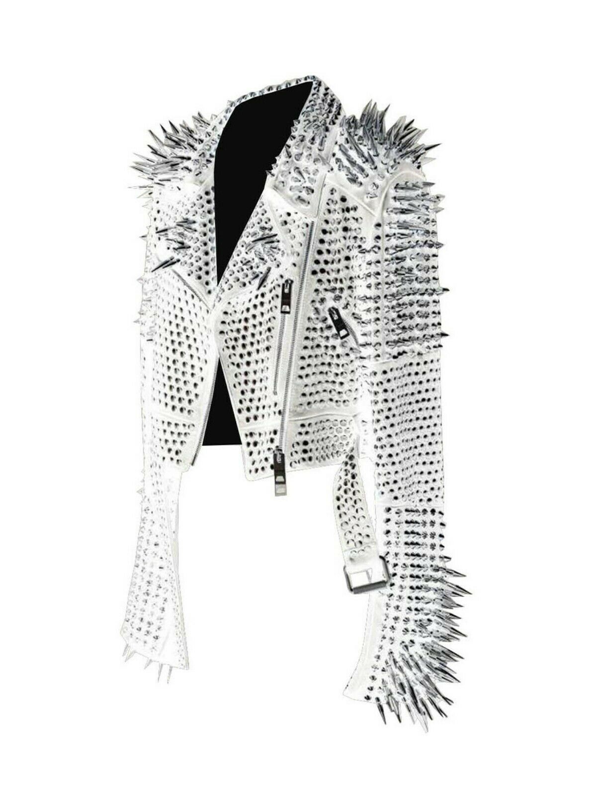 Handmade Women White Rock Punk Silver Long Spiked Studded ... (1185 x 1600 Pixel)