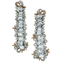 Handcrafted Drop Earrings Diamond Aquamarine 14 Karat White and Rose Gold.  - $2,565.00