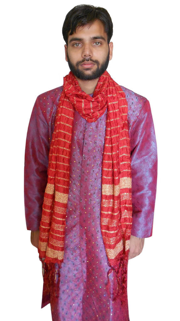 Men Dupatta Traditional Indian Wedding Kurta Stole Sherwani Chunni ...