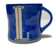 Anthropologie Monogram Letter L Blue Hand Painted Tea Cup Coffee Mug - $20.57