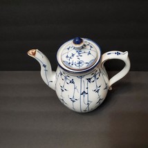 Antique German Coffee Pot, Blue White Gold Porcelain, marked Huttensteinach 1938 image 2