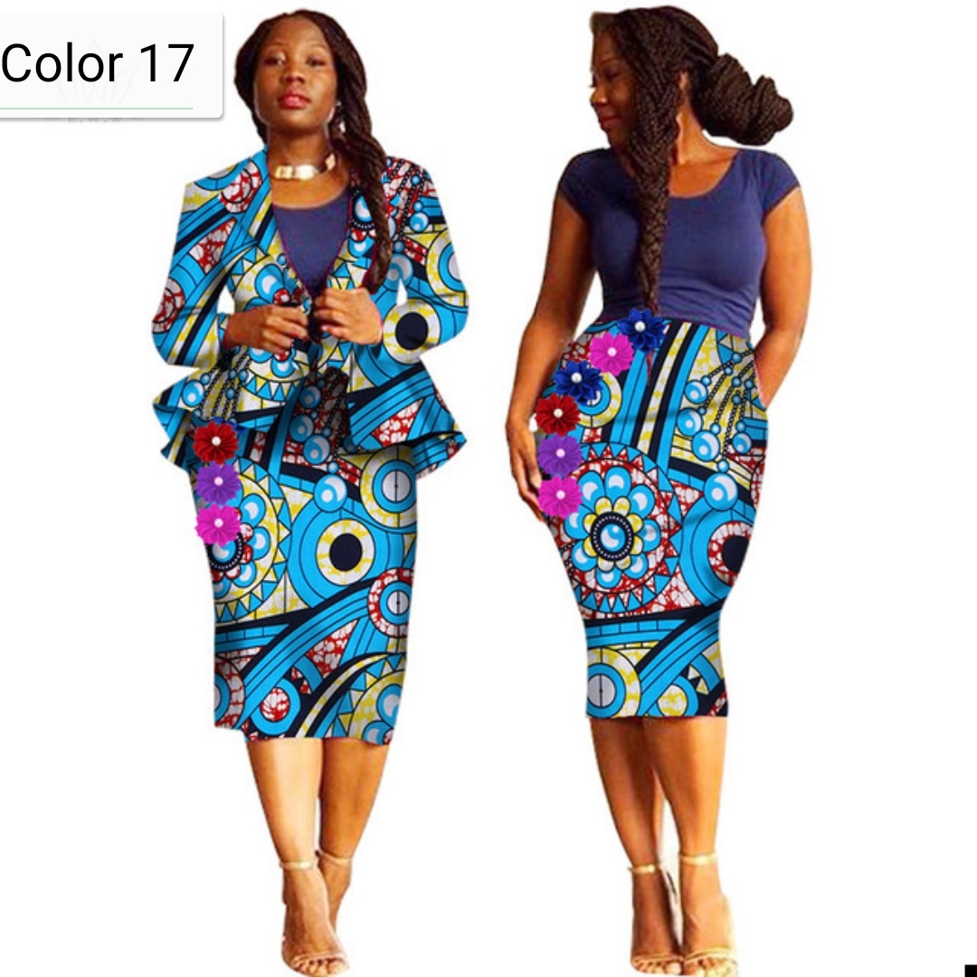 African Women printing Cotton Two-piece Dress Women Fashion 10-18 ...