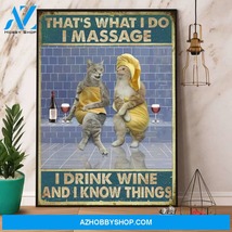 Cat Massage Therapist I Massage I Drink Wine Canvas And Poster - $49.99