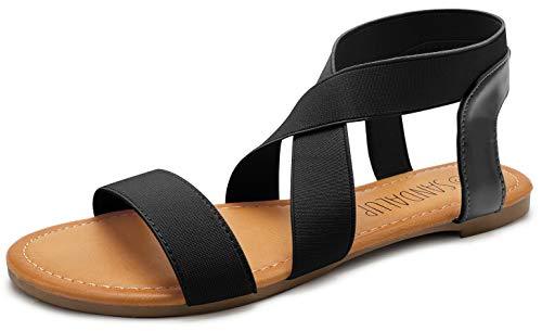 flat sandals with elastic straps