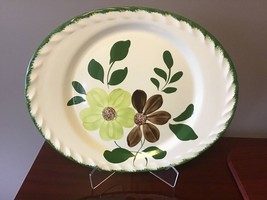 Blue Ridge Southern Potteries Greenbrier Large Oval Platter with Brown and Lime  - $18.00