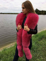 Fox Fur Boa 63' Tails as Wristbands Raspberry Pink Fur Collar Saga Furs Stole image 4