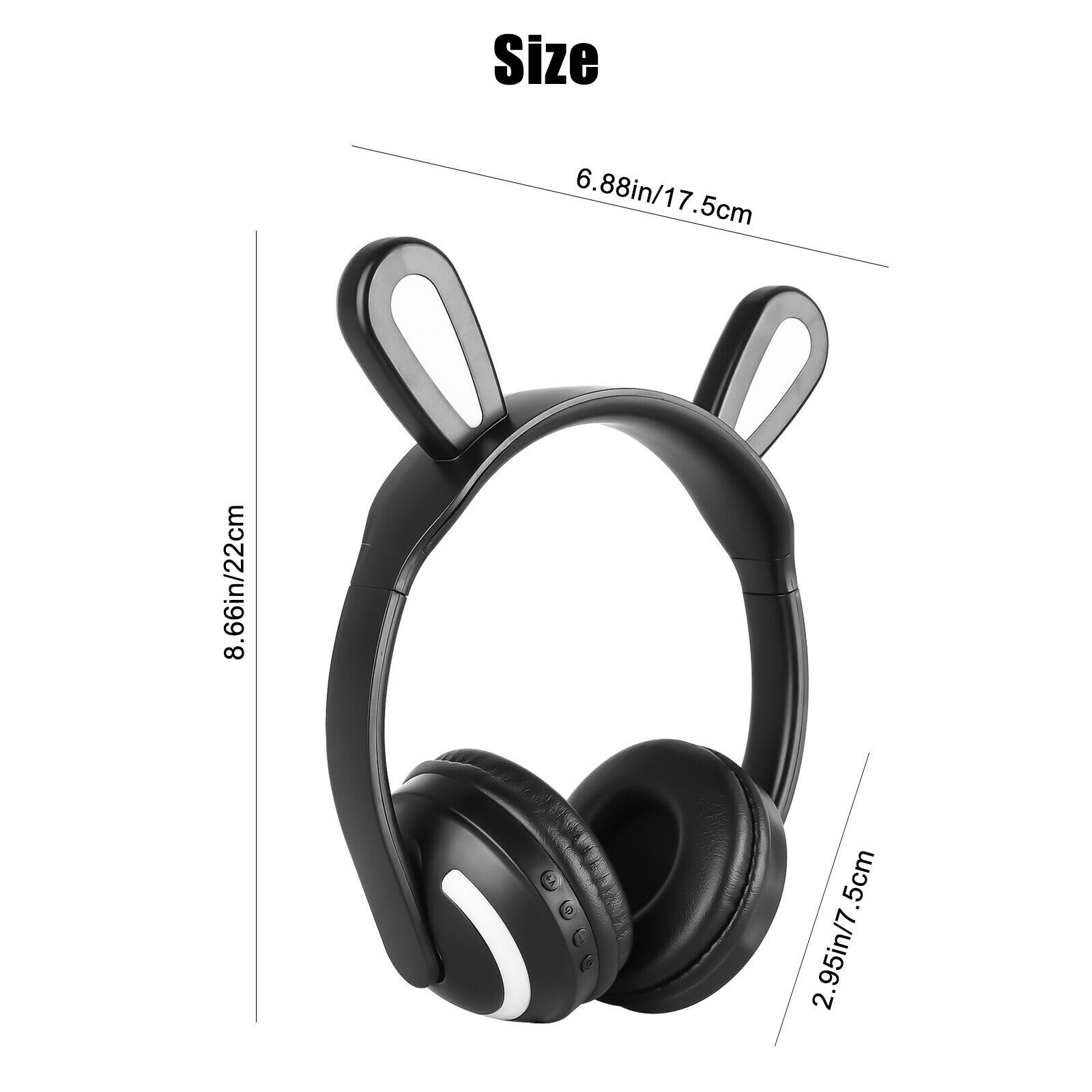 Rabbit Ear Wireless Bluetooth Headphones 7-Color LED Headsets For Kid ...