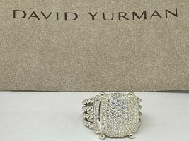 David Yurman Sterling Silver 925 16x12mm Wheaton Pave Diamond Ring Size 9 - $890.01