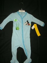 Disney Mickey Mouse Footed Snap Front Soft Pajamas Boys Size 6-9 Mo New W/T - £11.86 GBP