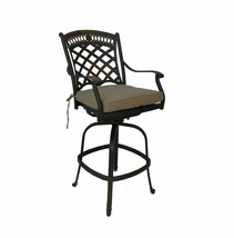 Patio bar stools set of 6 swivels cast aluminum outdoor seating Sunbrella. image 2