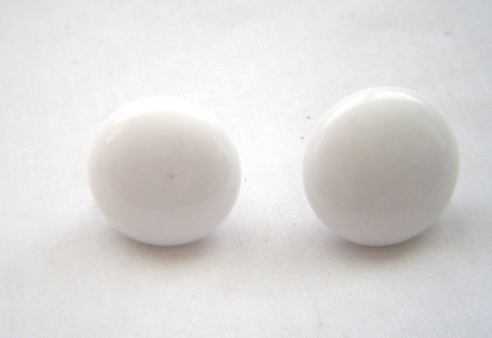 Vintage Large White Button Screw Back Earrings - $9.99