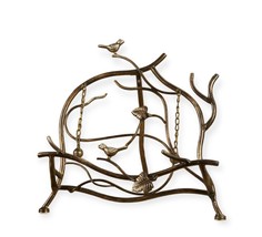 Cookbook Holder Metal Rustic Birds on Branch Design with Two Chain Page Holders