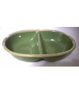 Hull Pottery Avocado Green Drip Oval Divided Vegetable Bowl/Casserole Ov... - $22.47