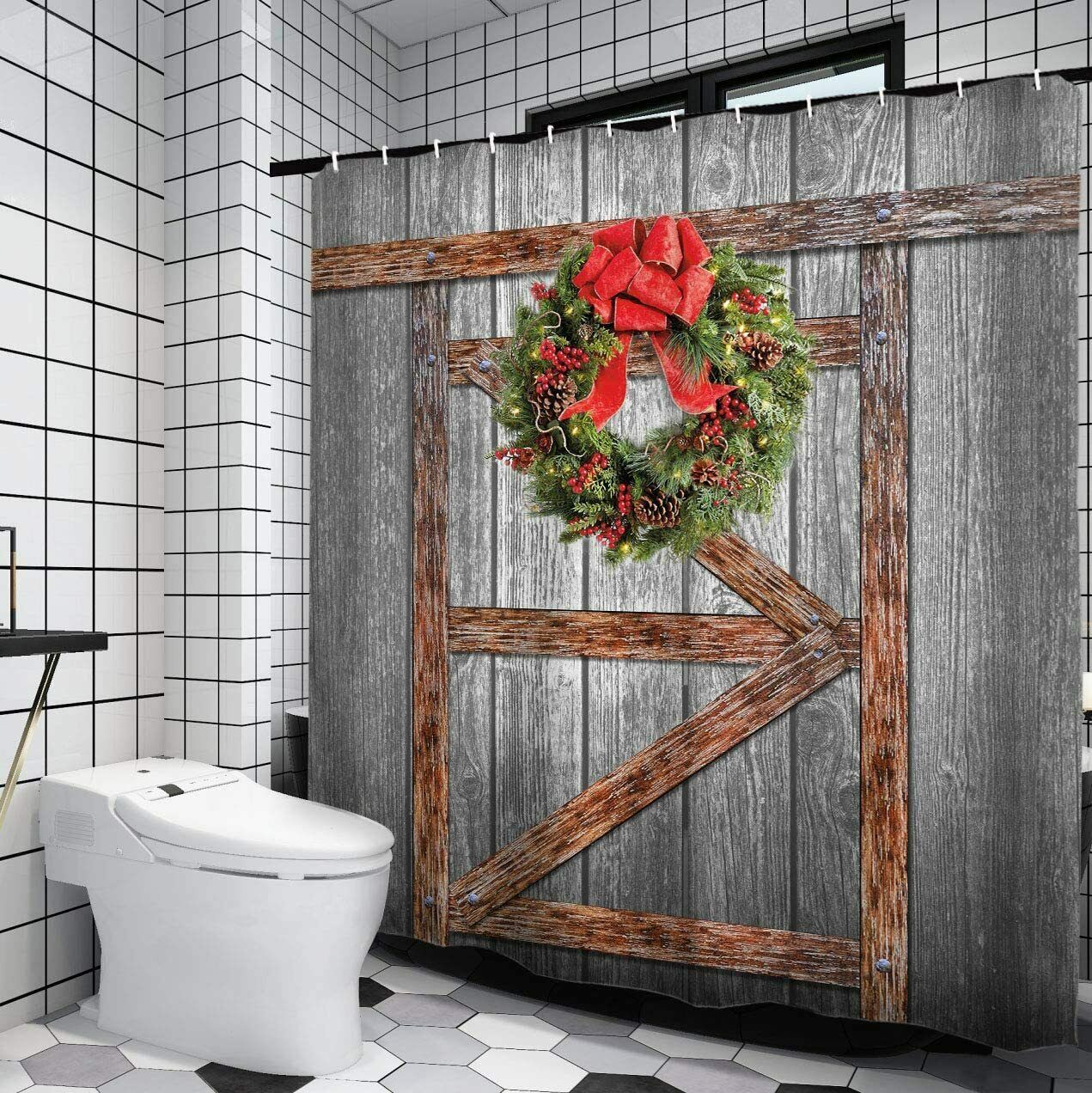 Barn Door Holiday Christmas Farmhouse Wreath Elegant Fabric Shower
